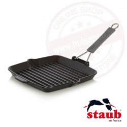 Staub grillpan vierkant 24x24cm met gesiliconeerd handvat