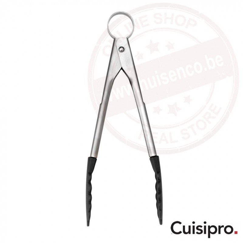 Mini serveertang (met silicone) - zwart - 18cm